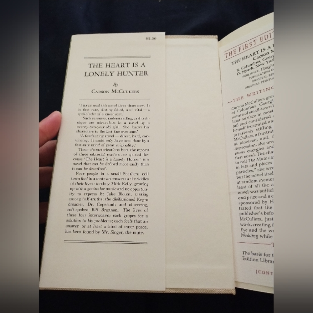 The Heart Is a Lonely Hunter First Edition Facsimile In Illustrated Slip Cover - Picture 6 of 10